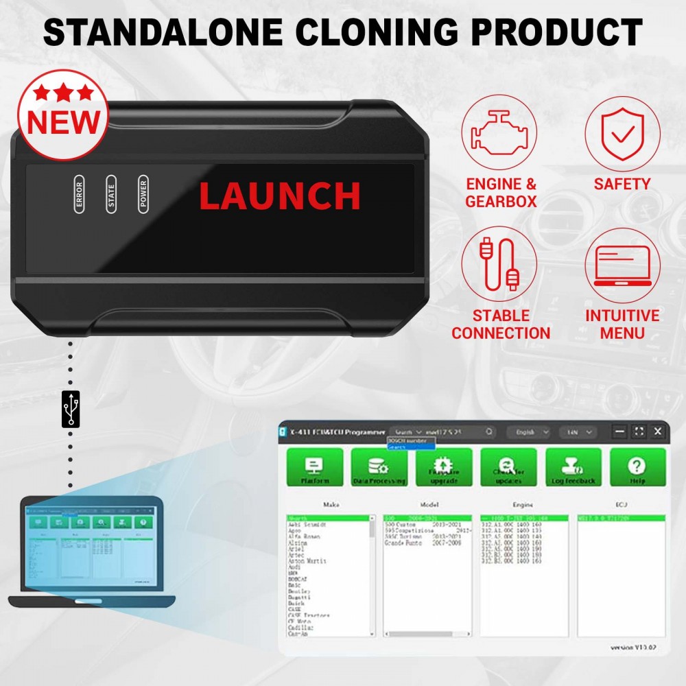 Launch X 431 ECU TCU Programmer Standalone Cloning Device 2D Menu For