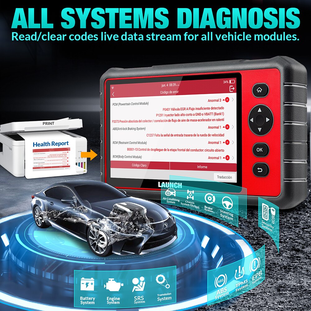 Launch X431 Crp909e Obd2 Car Full System Diagnostic Tool Code Reader