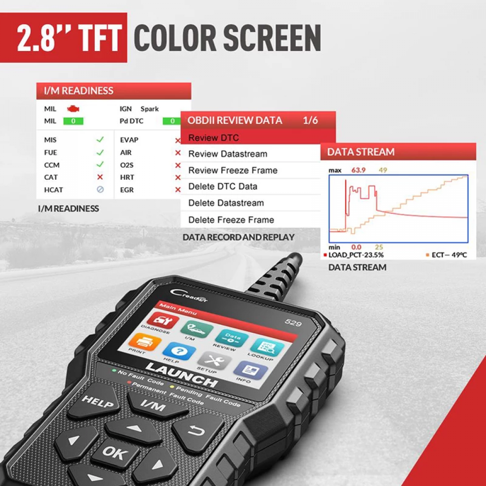 LAUNCH Creader 529 CR529 OBD2 Scanner Engine OBD Code Readers Scan ...