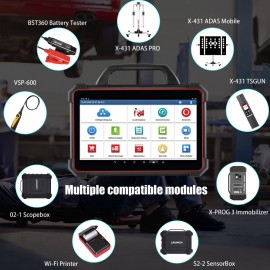 Launch X431 PAD VII Elite Full System Diagnostic Tool Support 60 Service Functions, TPMS and Online Programming Send free X431 X-PROG3