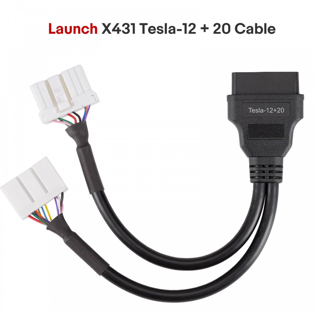 Launch X431 Tesla 12 + 20 Connector, Car OBD2 20 Pin Detection Adapter Diagnostic Cable For Tesla Model X / S