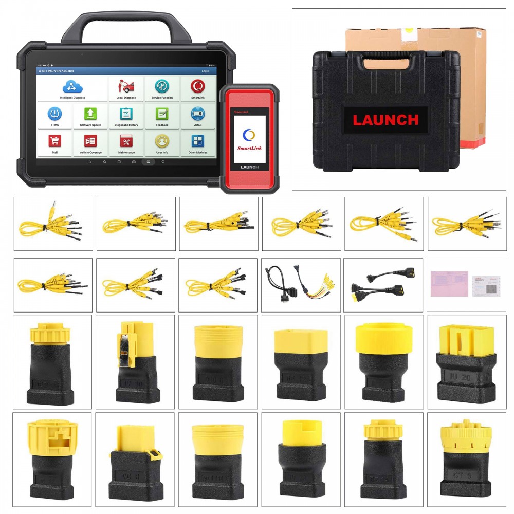 Launch X-431 PAD VII PAD 7 Elite Plus Heavy Duty Truck Software License And Adapters Supports 12V & 24V Cars and Trucks Get Free CRP123X