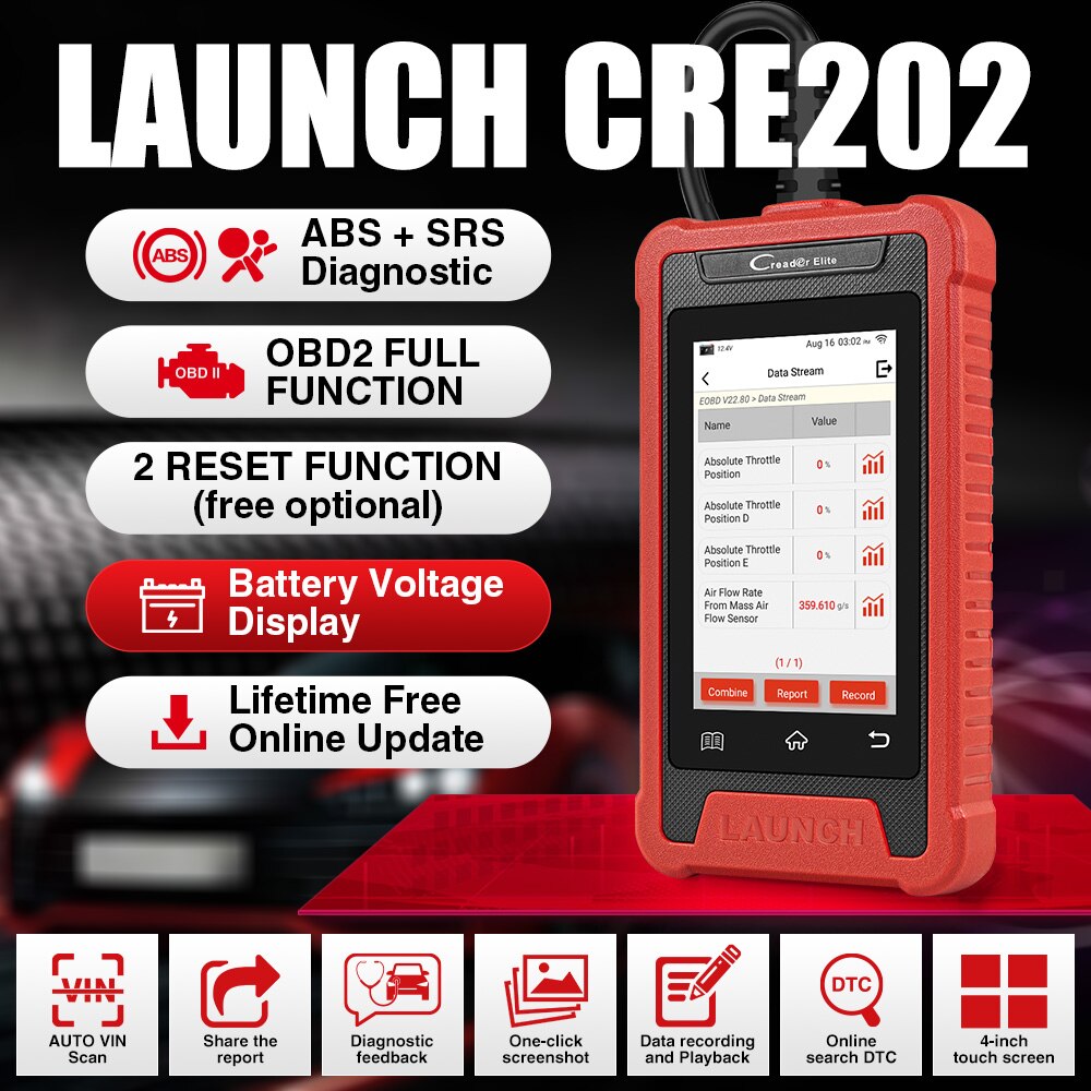 LAUNCH X431 Creader Elite CRE205 obd2 scanner ABS SRS Automotive diagnostic  Tools 5 Reset Car diagnosis Lifetime free Update