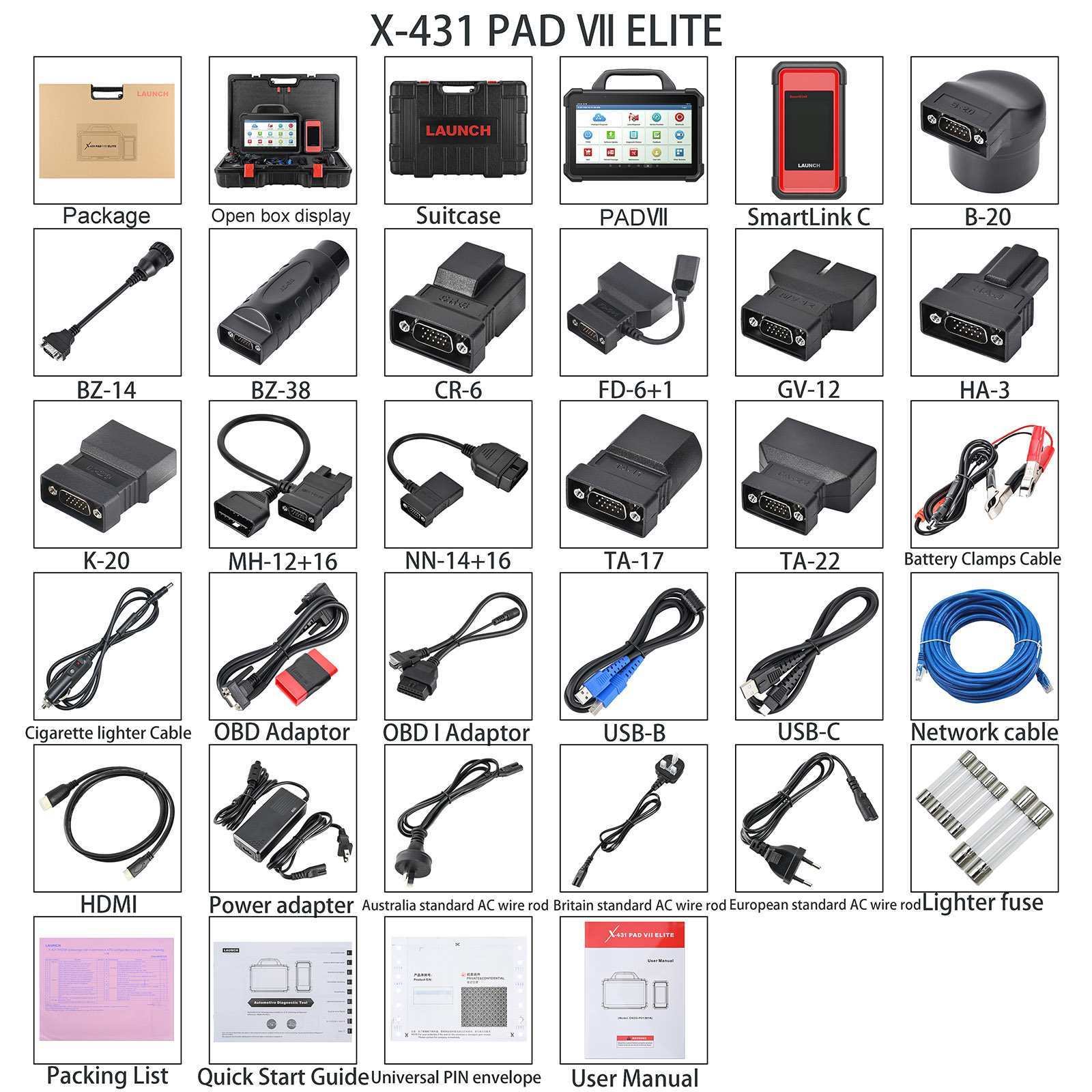 Launch-X-431-PAD-VII-PAD-7-Elite-Plus-Heavy-Duty-Truck-Software-License-And-Adapters-Supports-12V-24V-Cars-and-Trucks-Get-Free-CRP123X-SP371SS349